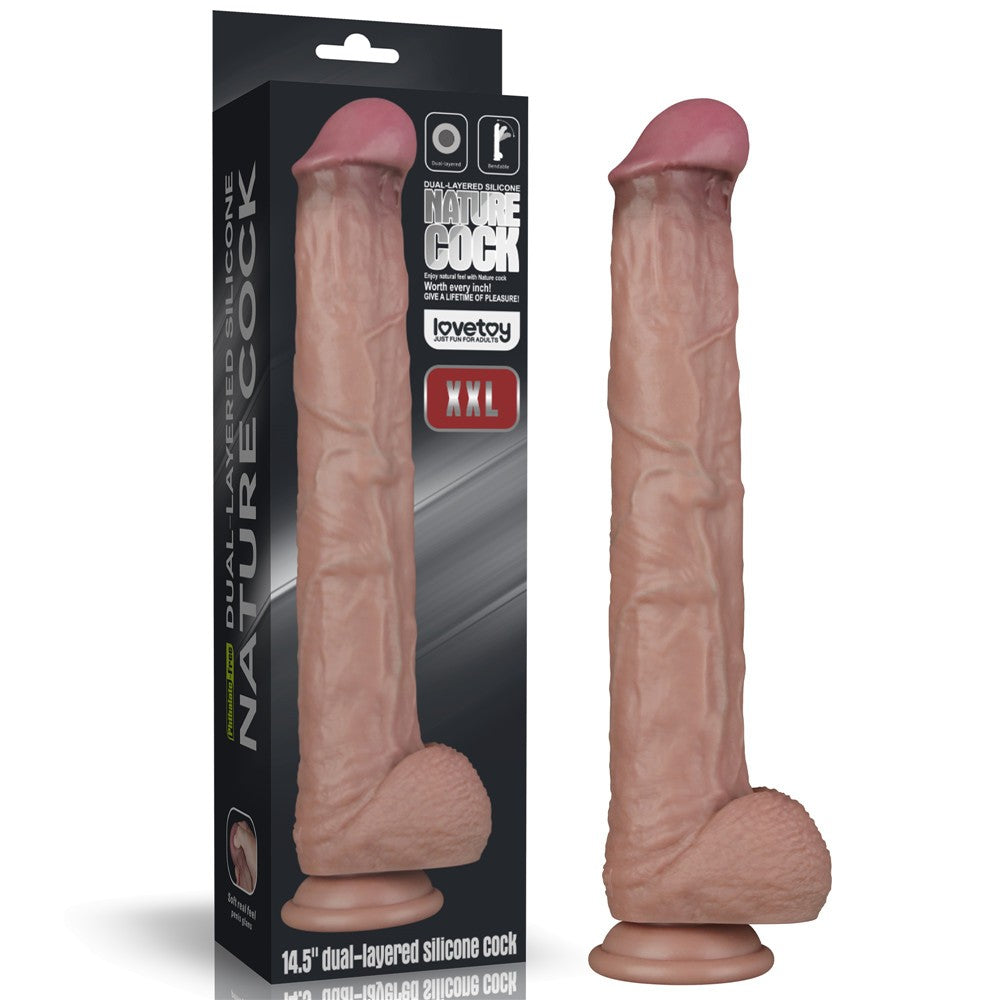 14,5'' Doppio Strato Silicone Flessibile Pene XXL (Carne)