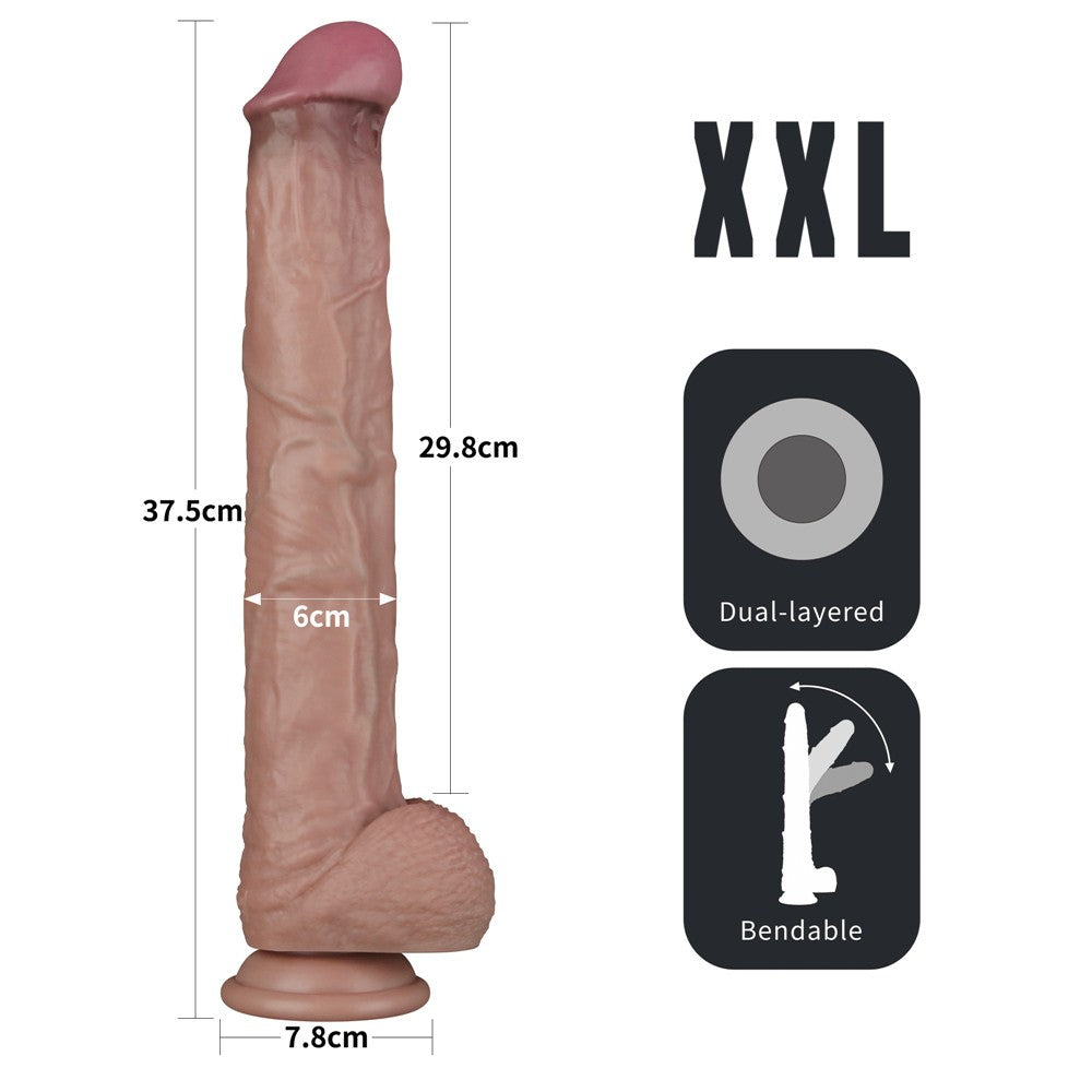 14,5'' Doppio Strato Silicone Flessibile Pene XXL (Carne)