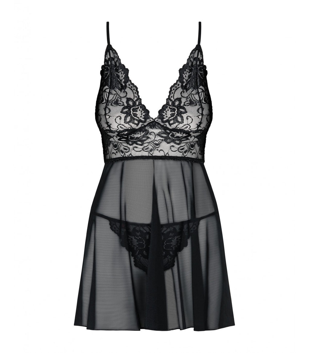 BABYDOLL E PERIZOMA IDILLIA NERO 2XL/3XL